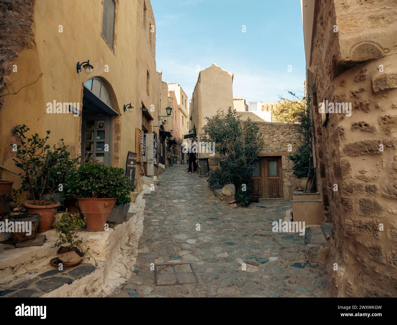 All'interno del castello medievale di Monemvasia. Monemvasia Island si trova vicino a Sparta Greece Foto Stock