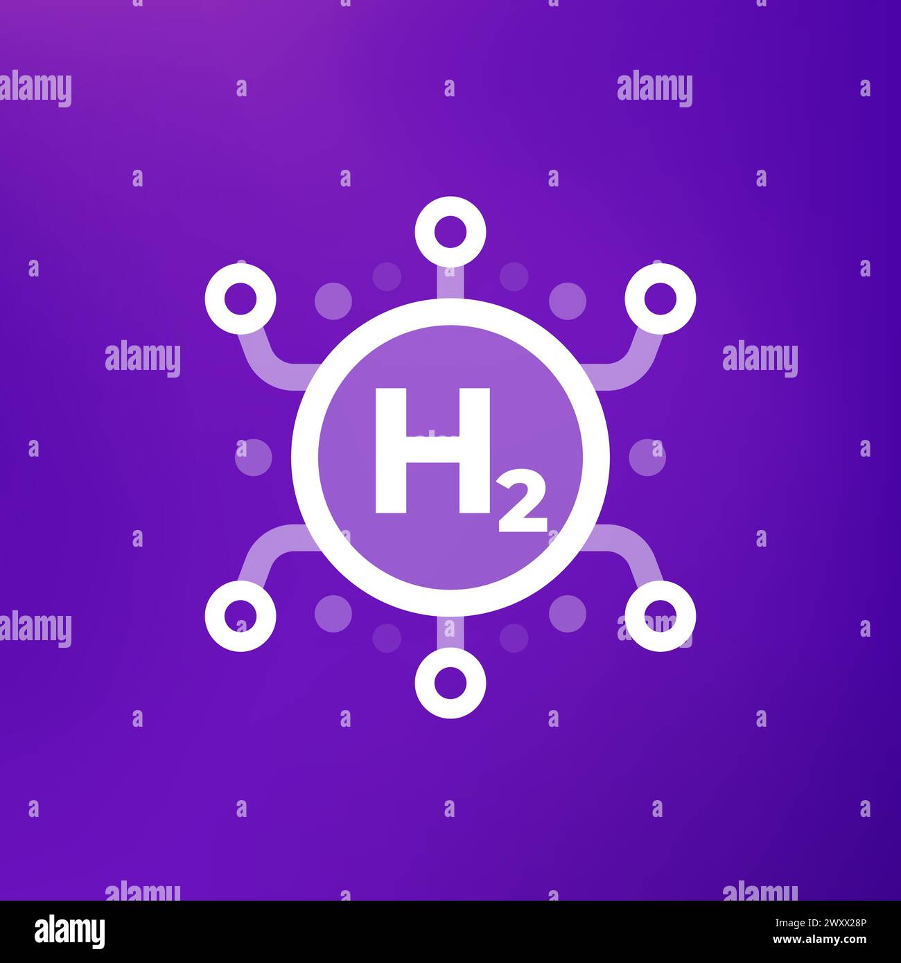 Icona della sintesi dell'idrogeno, produzione di energia H2 Illustrazione Vettoriale