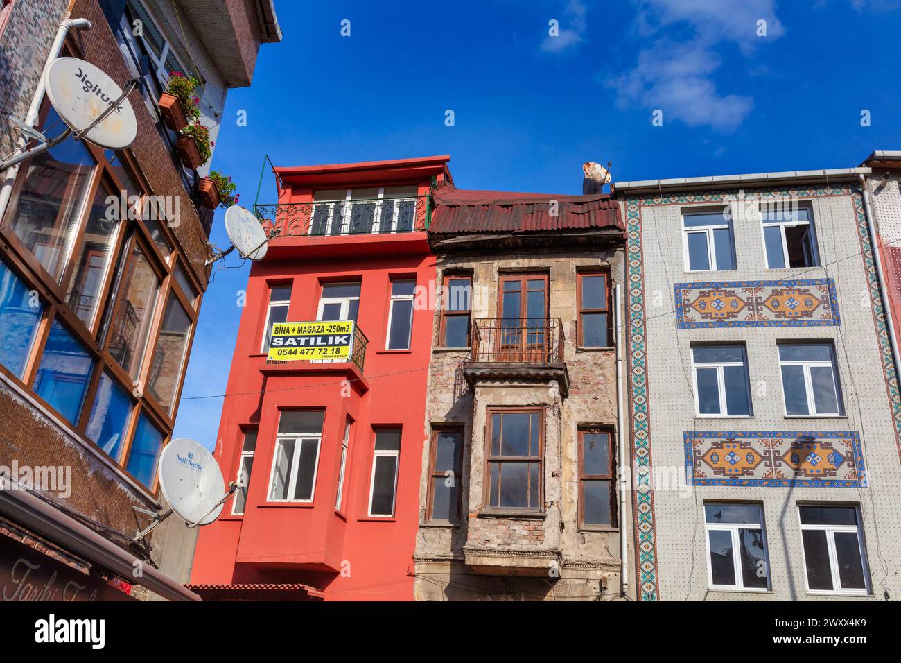 Vinage Colored House, Balat, Istanbul, Turchia Foto Stock