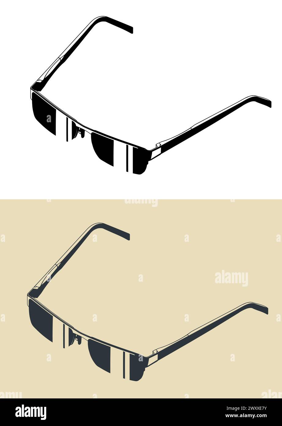 Illustrazioni vettoriali stilizzate di un occhiale Illustrazione Vettoriale