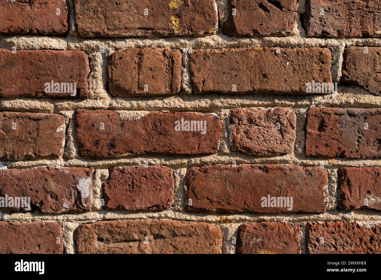 Frammento di muro di mattoni da Fort Sumpter a Charleston, South Carolina. Le impronte digitali delle persone schiavizzate possono essere osservate in alcuni mattoni. Foto Stock