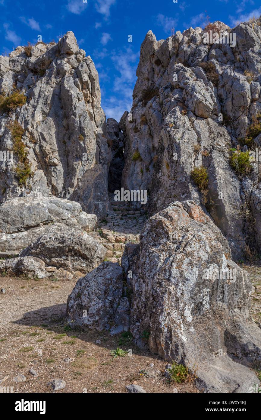 Sito archeologico ittita, Yazilikaya, provincia di Corum, Turchia Foto Stock