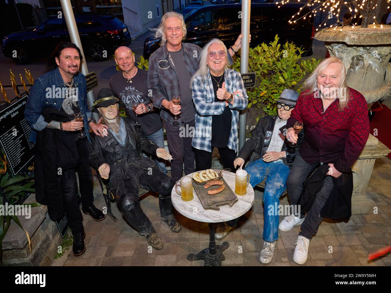 URIAH HEEP ( Bernie Shaw, Mick Box, Davey Rimmer, Russell Gilbrook, Phil Lanzon), la band cult Uriah Heep visita il Marchfelderhof a Deutsch Wagram, Austria, il 31 marzo 2024. - 20240331 PD14758 credito: APA-defacto Datenbank und ContentManagement GmbH/Alamy Live News Foto Stock