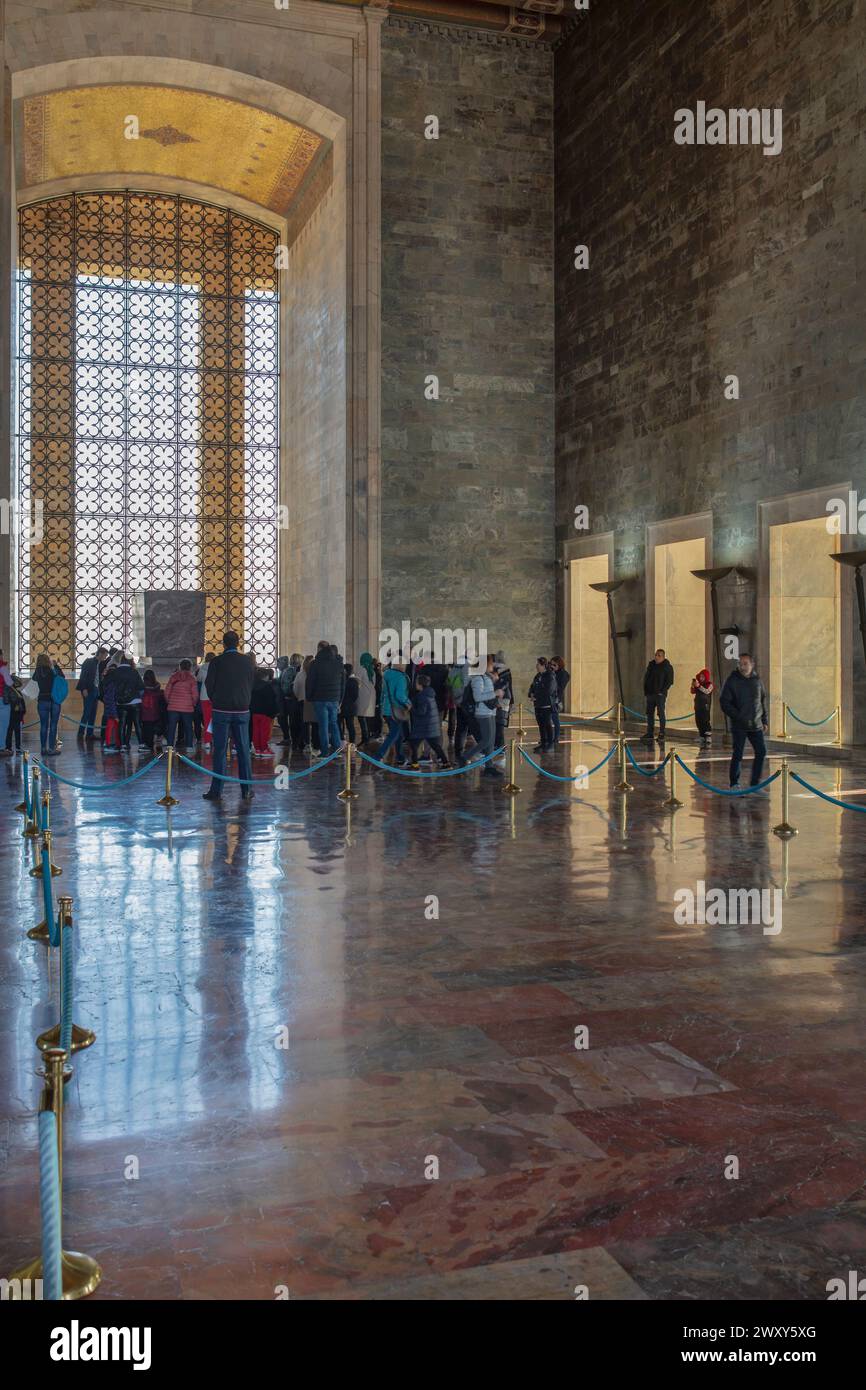 Hall of Honor Interior, Anitkabir, mausoleo di Mustafa Kemal Ataturk, Ankara, Turchia Foto Stock