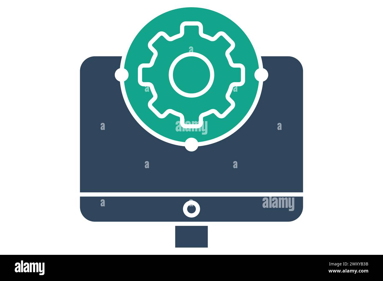 icona di sviluppo. monitorare con l'ingranaggio. icona relativa al piano d'azione, business. stile icona a tinta unita. illustrazione degli elementi aziendali Illustrazione Vettoriale