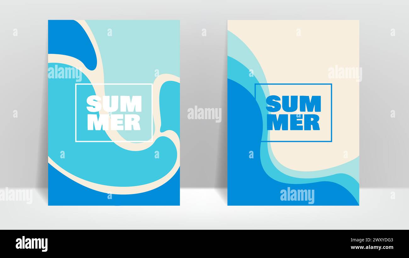 sfondo per poster dalle forme astratte blu per l'estate. illustrazione vettoriale Illustrazione Vettoriale