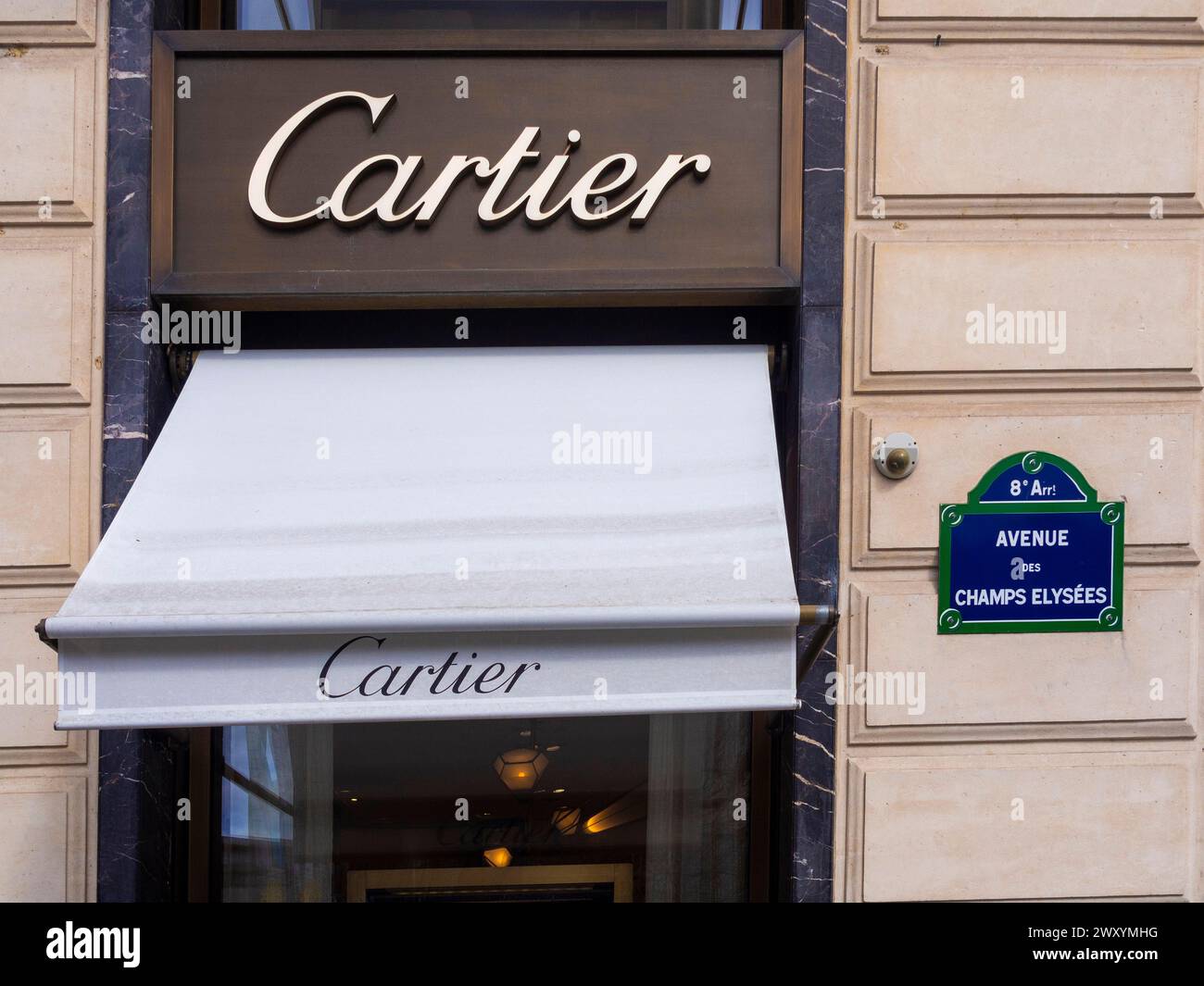 Parigi 8e arrondissement. Negozio Cartier sui Champ Elysees. Ile de France. Francia. Europa Foto Stock