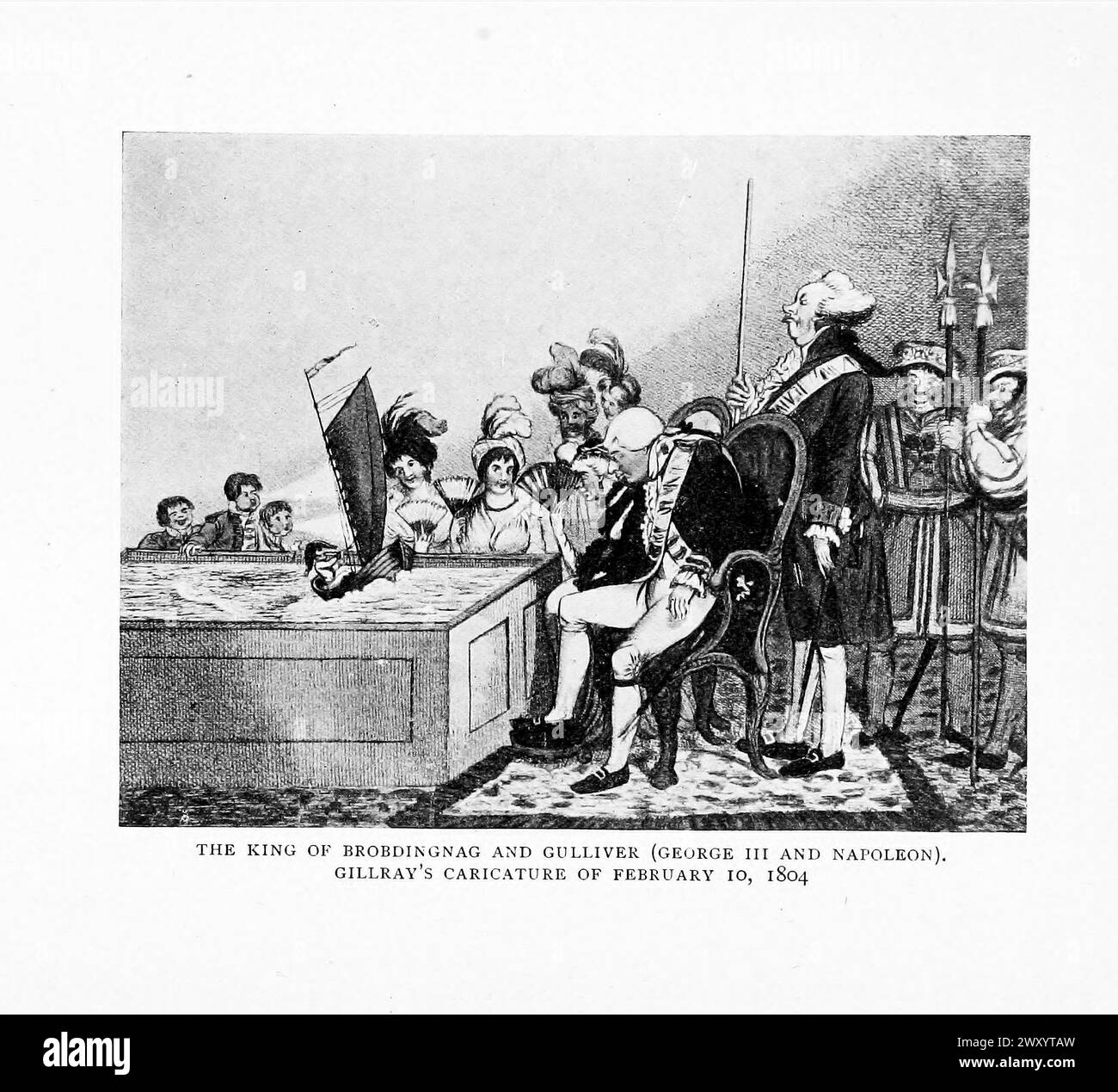 Il re di Brobdingnag e Gulliver (Giorgio III e Napoleone). La caricatura di Gillray del 10 febbraio 1804 Napoleone e l'invasione dell'Inghilterra: La storia del grande terrore Foto Stock