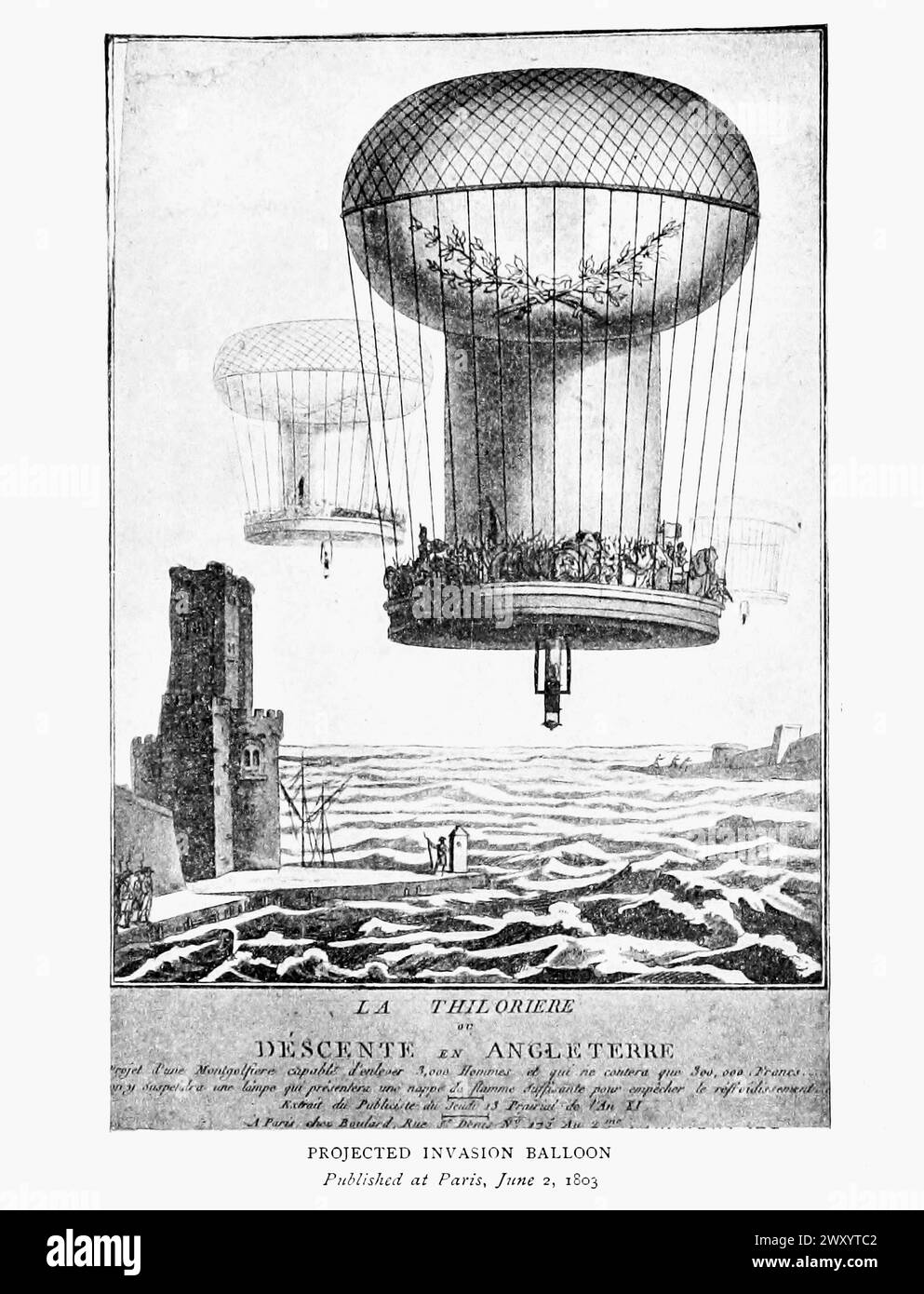 Proiettata Invasion Balloon Napoleon e l'invasione dell'Inghilterra: La storia del grande terrore Foto Stock