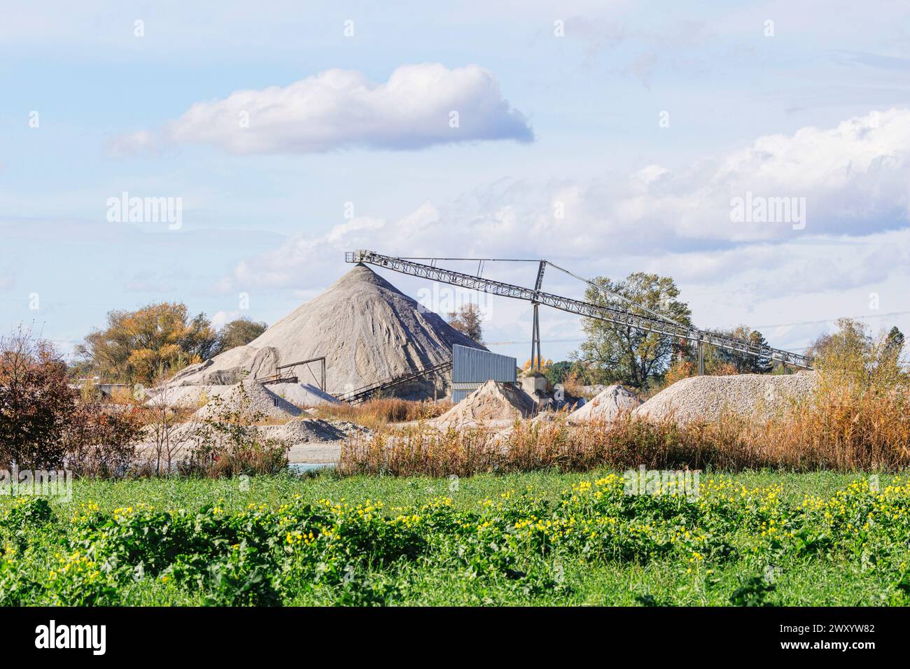 Impianto di smistamento per estrazione di ghiaia, Malta secca, Germania, Baviera, Eichenkofen Foto Stock