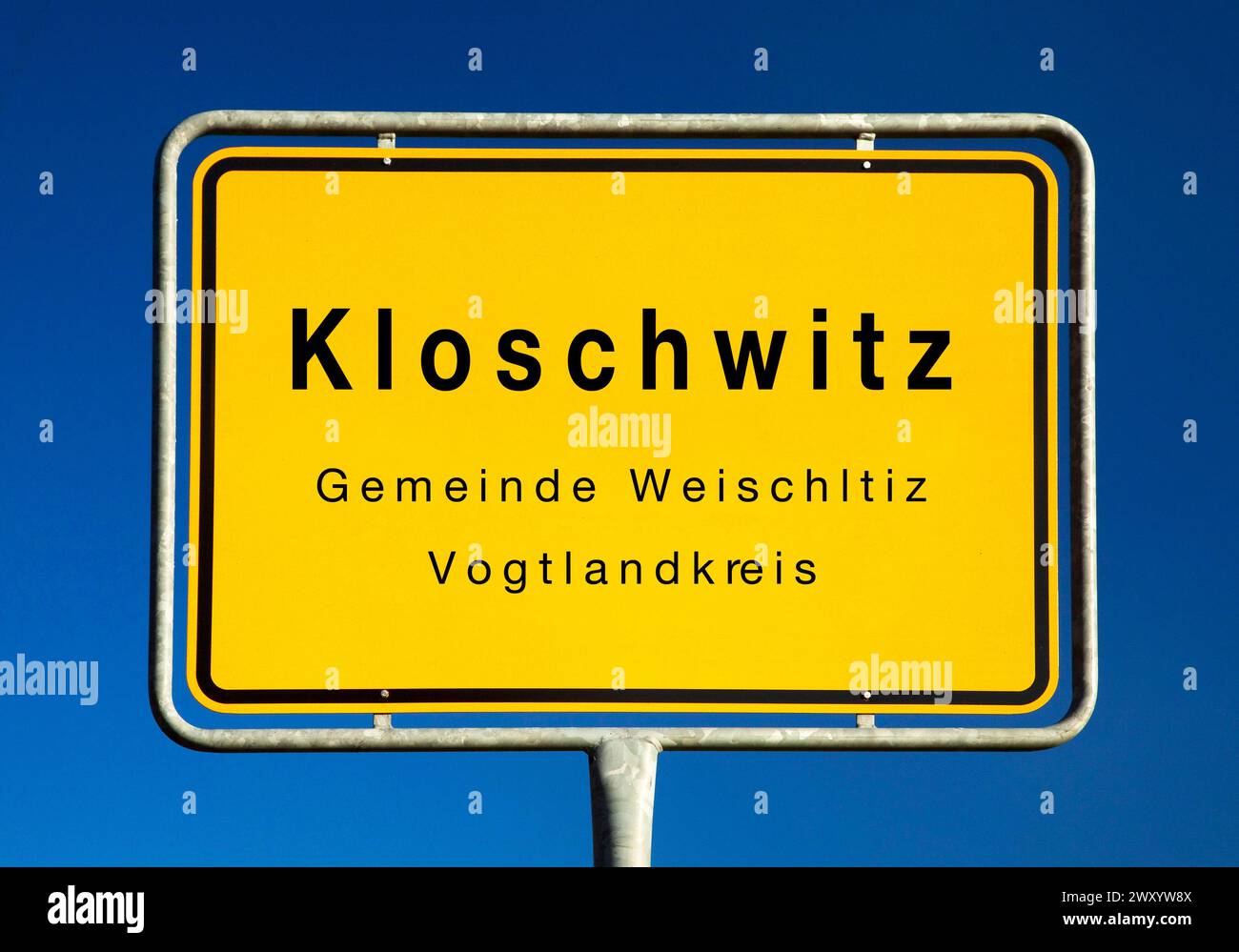Cartello di Kloschwitz, Germania, Sassonia, Vogtlandkreis, Weischlitz Foto Stock