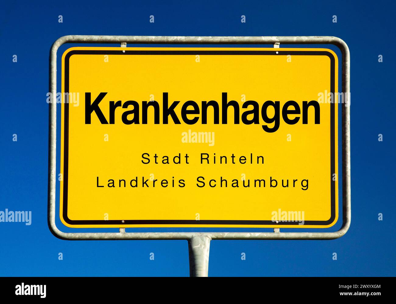 Insegna cittadina di Krankenhagen, Germania, bassa Sassonia, Schaumburg, Rinteln Foto Stock