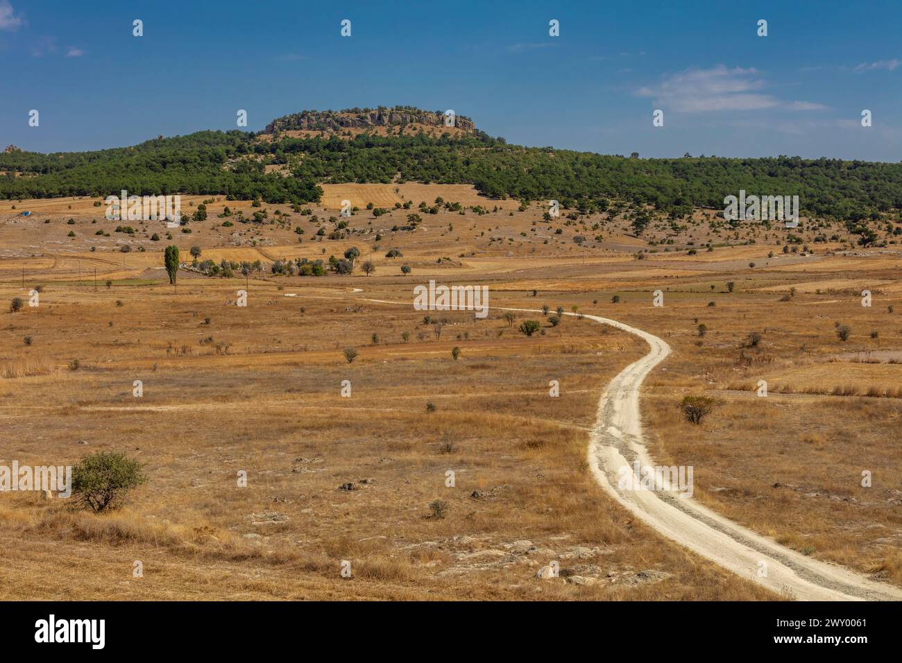 Paesaggio frigio dal monumento alla tomba di Gerdek Kaya, Gerdekkaya Mezar, provincia di Eskisehir, Turchia Foto Stock