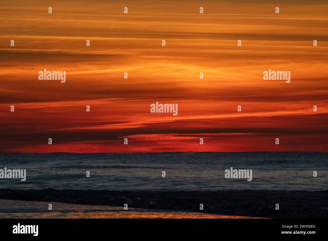 Tramonto al mare del Nord Foto Stock