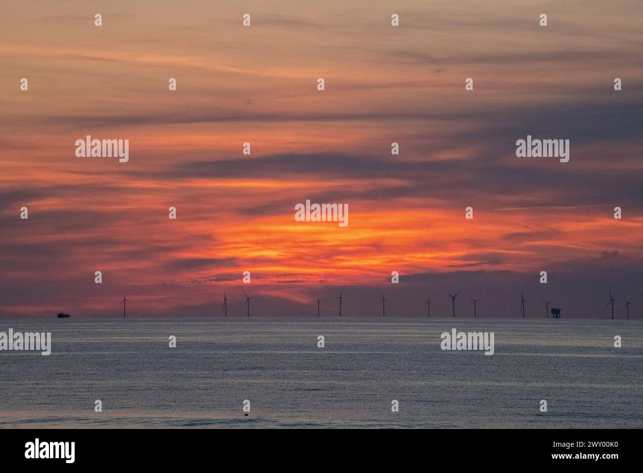 Tramonto al mare del Nord Foto Stock