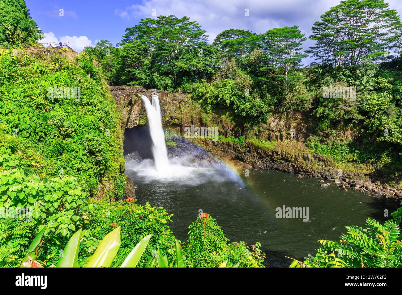 Hawaii, Rainbow Falls a Hilo. Parco statale del fiume Wailuku Foto Stock