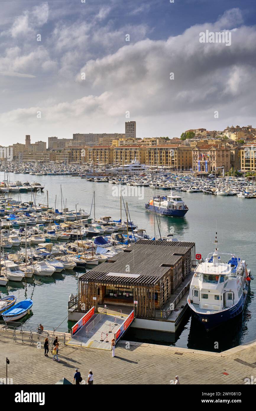 Il Vecchio Porto (Vieux Port) di Marsiglia, il centro della città. Provence-Alpes-Cote d'Azur, Francia Foto Stock