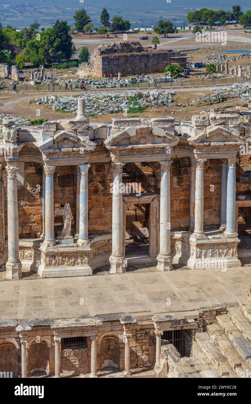 Teatro, i secolo, Hierapolis, Pamukkale, provincia di Denizli, Turchia Foto Stock