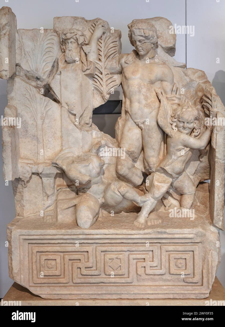 Concorso di atletica, scultura a rilievo del Sebasteion romano nel Museo, Afrodisia, Geyre, Provincia di Aydin, Turchia Foto Stock