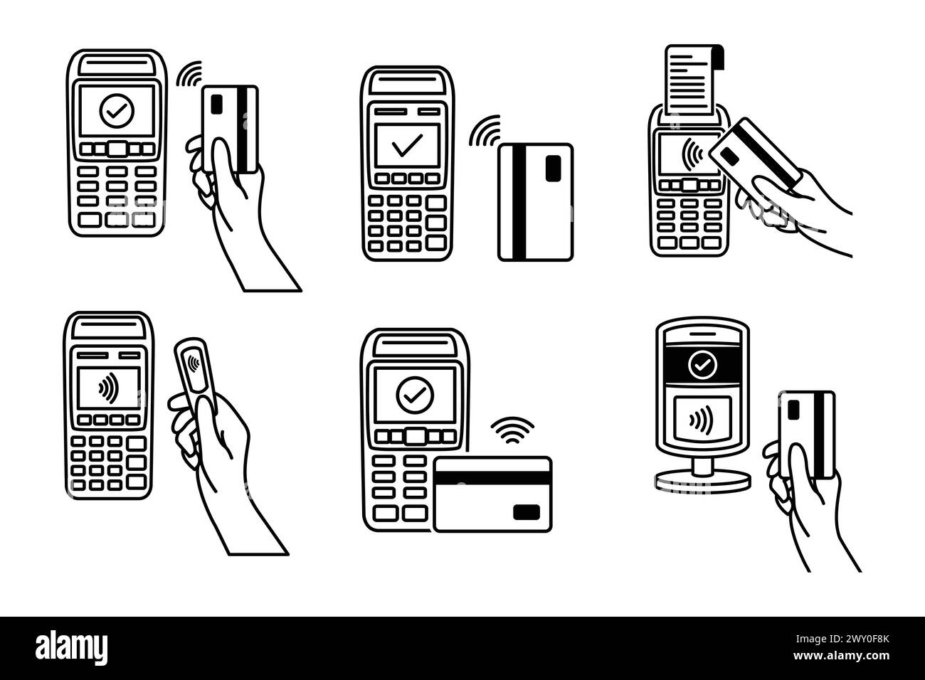 la raccolta contactless dei pagamenti delinea il design dello stile Illustrazione Vettoriale