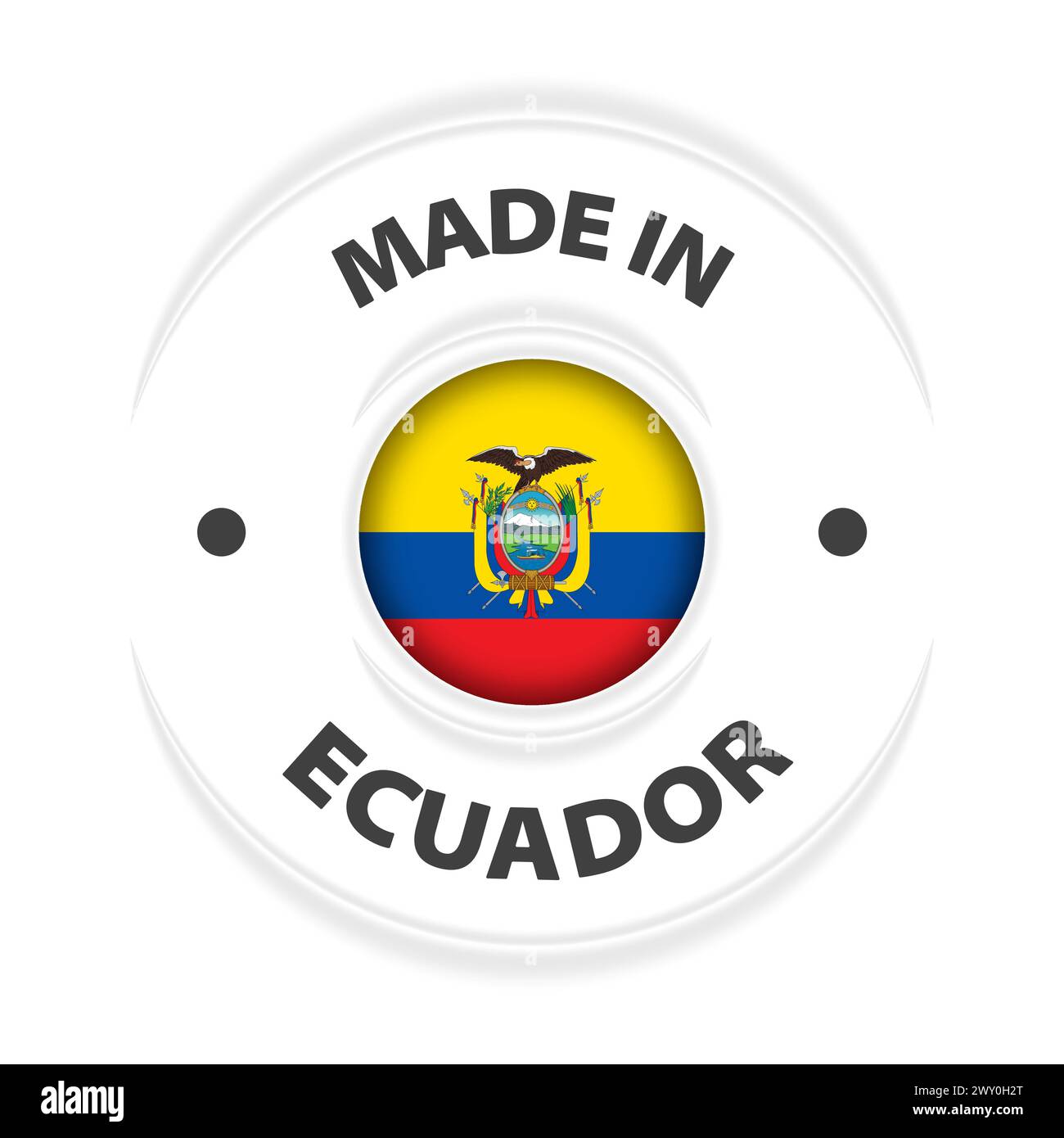 Realizzato in Ecuador grafico ed etichetta. Elemento di impatto per l'uso che si desidera fare di esso. Illustrazione Vettoriale
