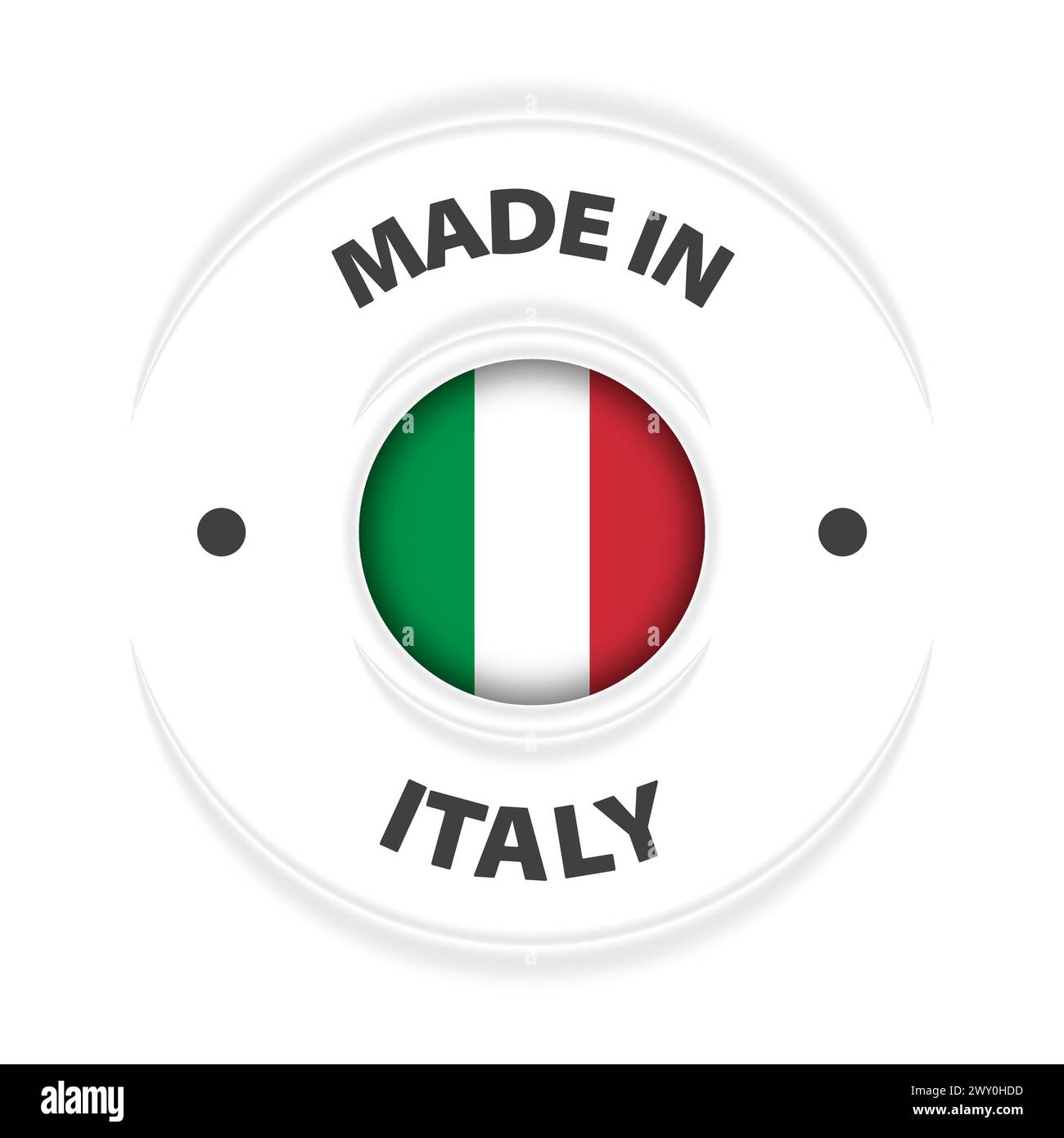 Grafica ed etichetta Made in Italy. Elemento di impatto per l'uso che si desidera fare di esso. Illustrazione Vettoriale