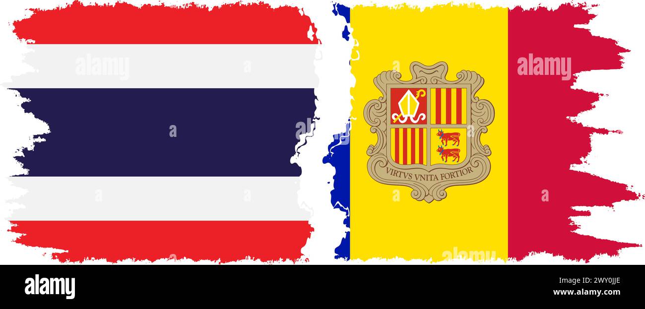 Andorra e Thailandia grunge flag connessione, vettore Illustrazione Vettoriale