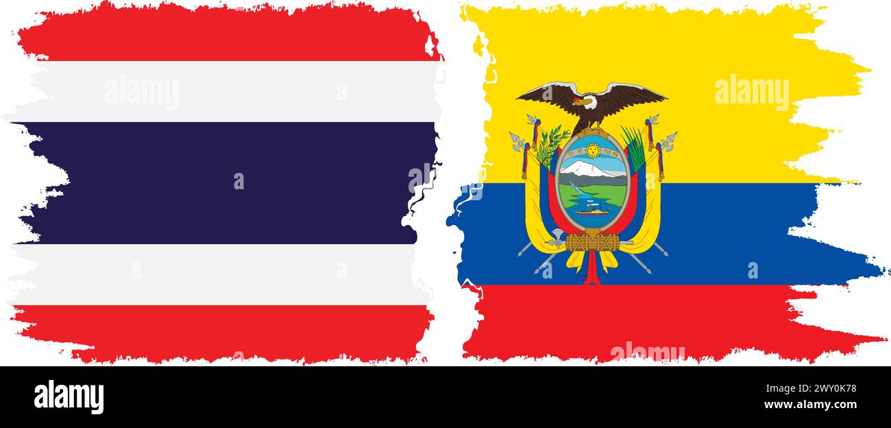 Ecuador e Thailandia grunge bandiere connessione, vettore Illustrazione Vettoriale