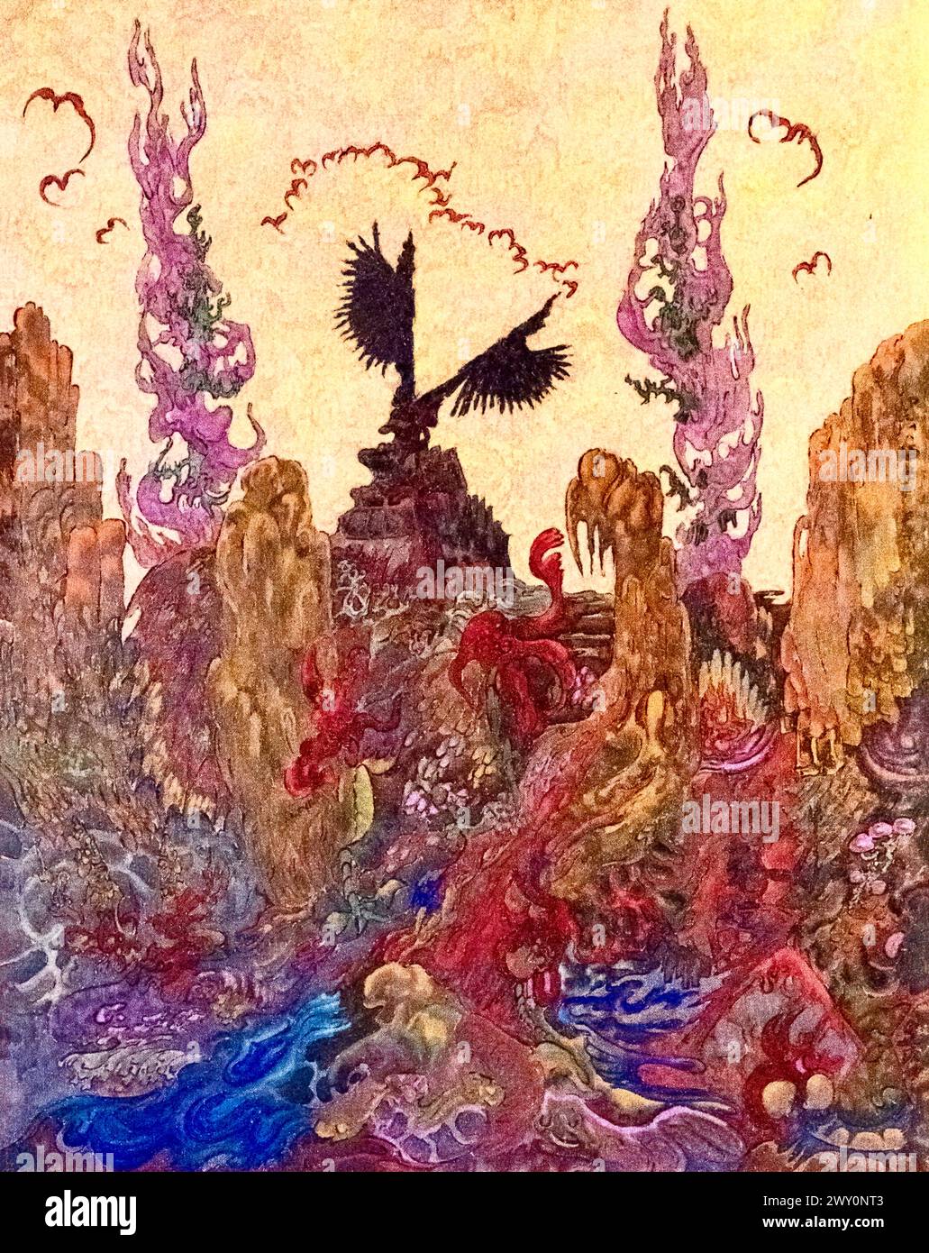 Richard Burgsthal - paesaggio con uccelli Foto Stock