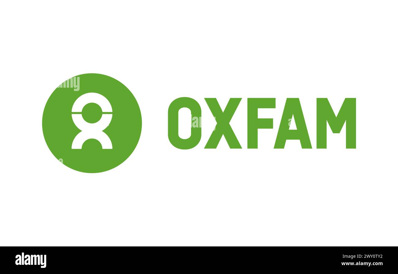 Logo Oxfam - ONG internazionale di beneficenza Foto Stock