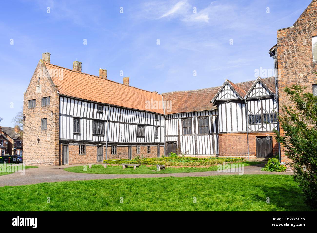 Gainsborough Old Hall residenza medievale esterno Gainsborough Lincolnshire Inghilterra Regno Unito GB Europa Foto Stock