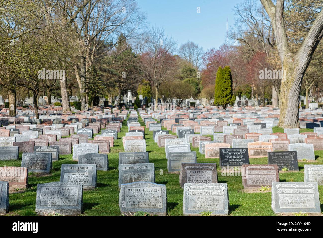 Ferndale, Michigan - Machpelah Cemetery, un cimitero ebraico nella periferia di Detroit. Foto Stock