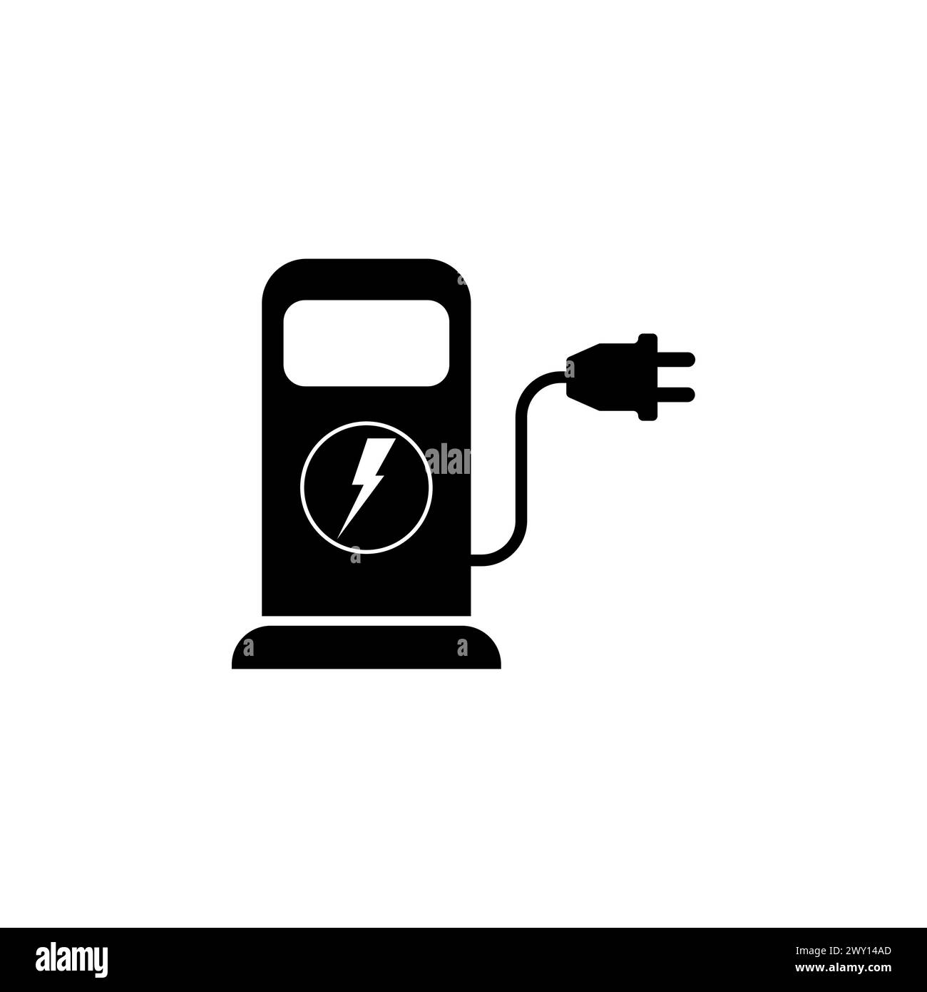 Icona vettoriale piatta della pompa di alimentazione elettrica ECO. Simbolo solido semplice isolato su sfondo bianco Illustrazione Vettoriale