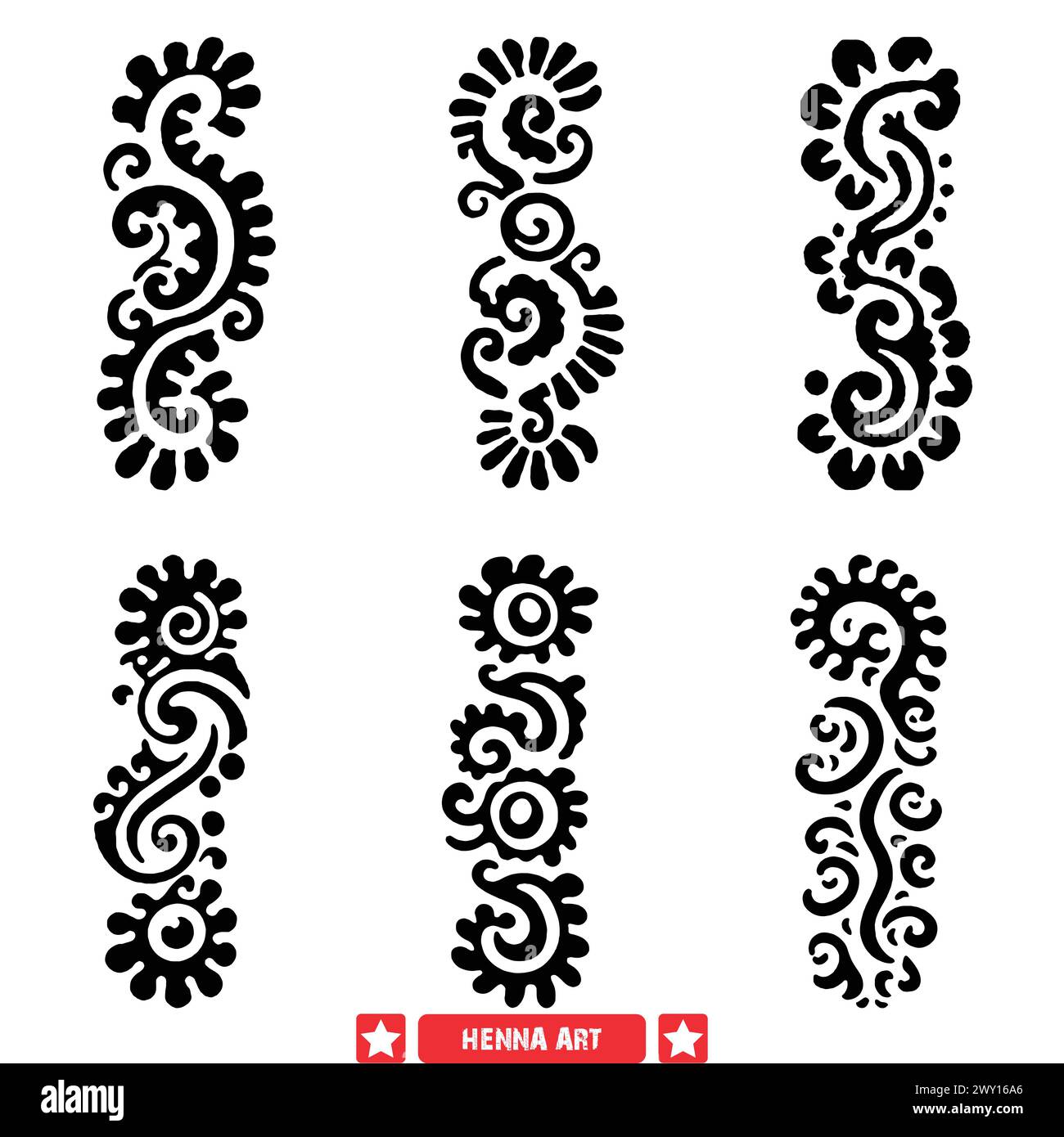 Elementi vettoriali ispirati all'henné simboli culturali per i supporti digitali e di stampa Illustrazione Vettoriale