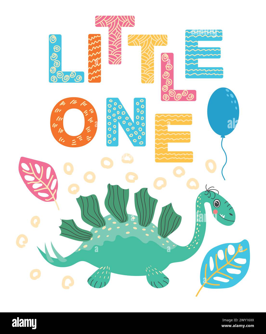 Super star, super ragazzo. Illustrazione scandinava disegnata a mano con dinosauro, drago. Poster per bambini, poster, pigiami. Illustrazione Vettoriale