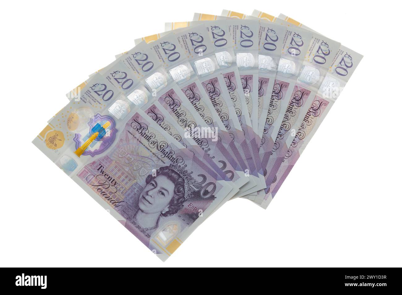 WAd di 20 sterline di banconote del Regno Unito Foto Stock