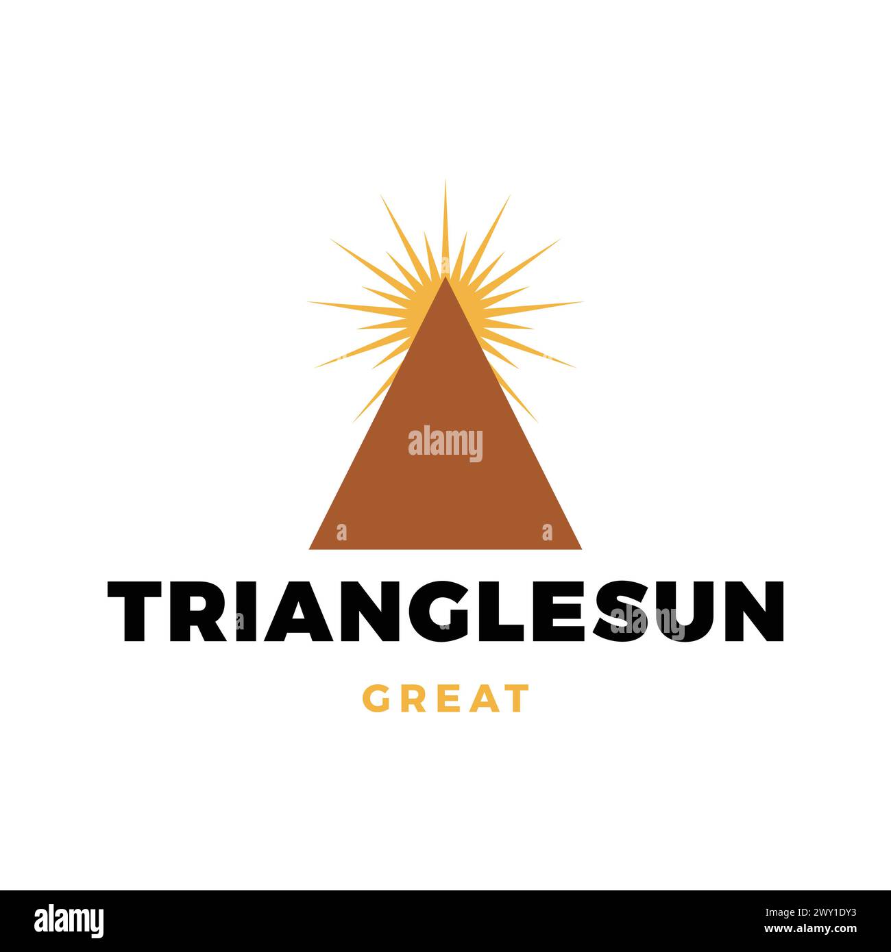 Modello di disegno del logo con icona del sole a triangolo Illustrazione Vettoriale