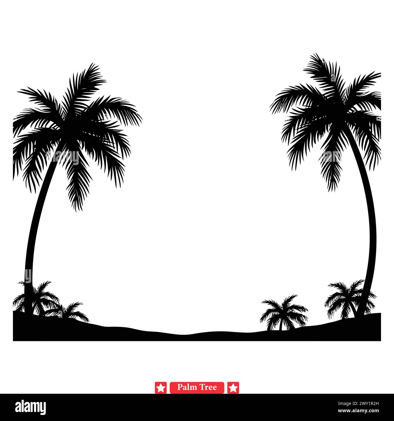 Tropical Oasis Immergetevi nella bellezza della silhouette di Palm Tree Art per ispirarvi al design. Illustrazione Vettoriale