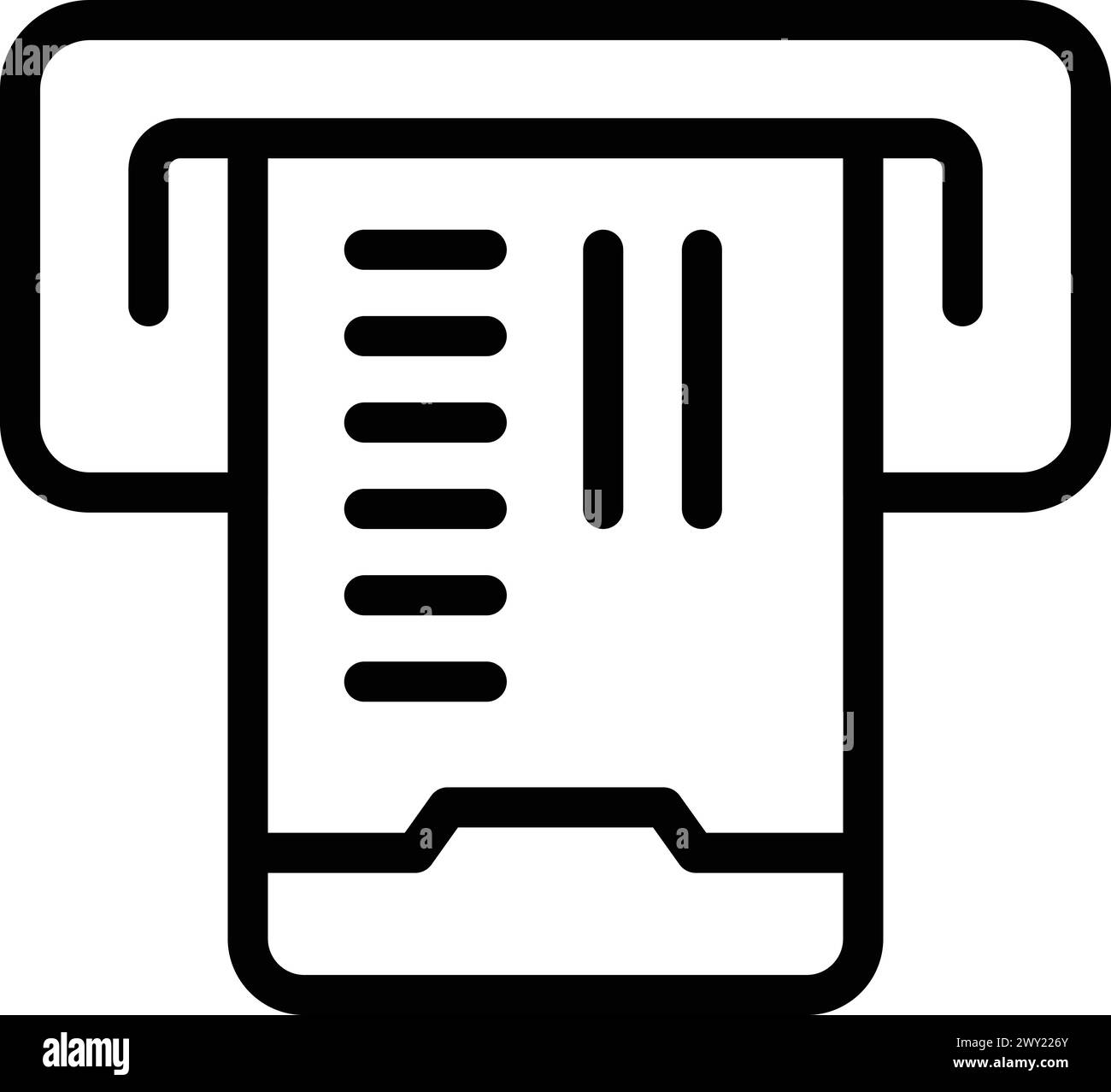 L'icona del terminale di vendita dei biglietti delinea il vettore. Distributore automatico. Accesso ai mezzi pubblici Illustrazione Vettoriale