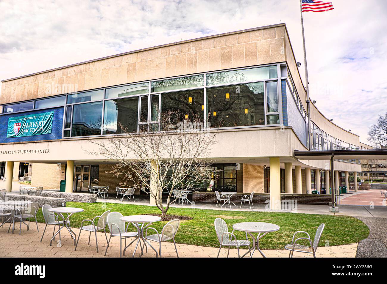 Caspersen Student Center, vista esterna, Harvard Law School, Harvard University, Cambridge, Massachusetts, Stati Uniti Foto Stock
