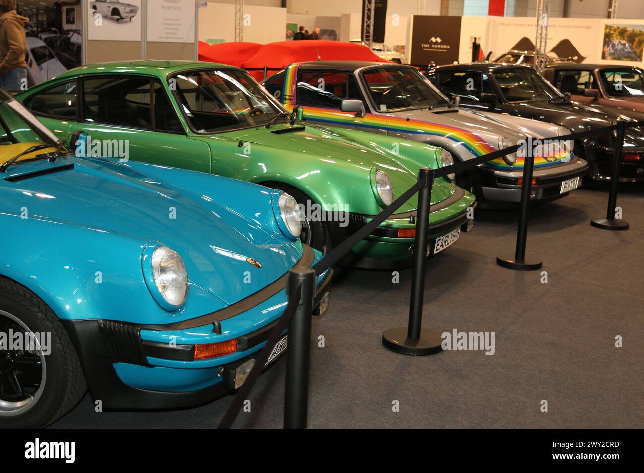 Sonderschau 50 Jahre Porsche Turbo, 34. Techno classica Essen 03. - 07.04.2024. Messe Essen, Siha, Oldtimer / klassische Autos / Autoausstellung, Oldtimermesse, Essen D. *** Mostra speciale 50 anni di Porsche Turbo, 34 Techno classica Essen 03 07 04 2024 Messe Essen, Siha, mostra di auto d'epoca, fiera di auto d'epoca, Essen D. Foto Stock