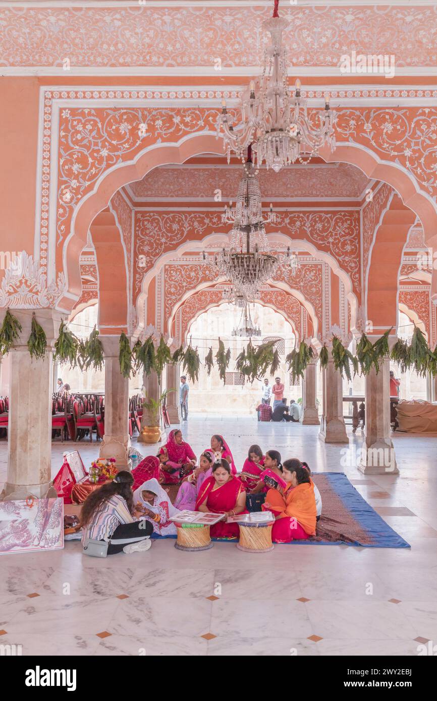 Tatuaggio all'henné, Diwan-i Khas, City Palace, Jaipur, Rajasthan, India Foto Stock