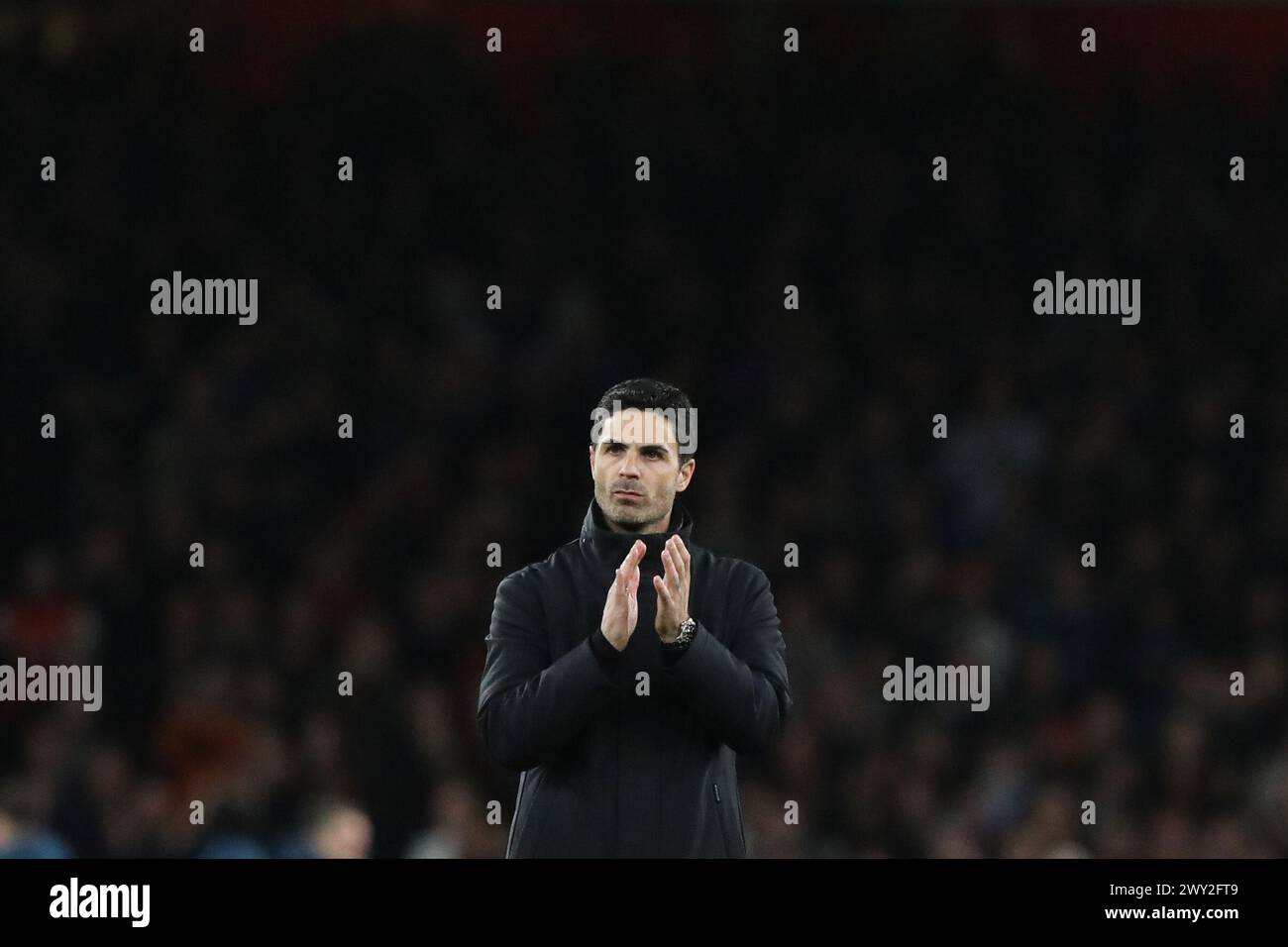 Londra, Regno Unito. 3 aprile 2024. L'allenatore dell'Arsenal Mikel Arteta dopo la partita di Premier League tra Arsenal e Luton Town all'Emirates Stadium di Londra, Inghilterra, il 3 aprile 2024. Foto di Joshua Smith. Solo per uso editoriale, licenza richiesta per uso commerciale. Non utilizzare in scommesse, giochi o pubblicazioni di singoli club/campionato/giocatori. Crediti: UK Sports Pics Ltd/Alamy Live News Foto Stock