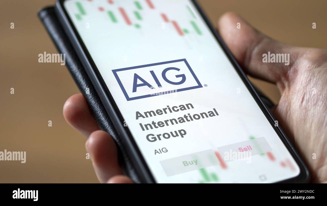 American International Group sullo schermo di uno scambio. American International Group p Foto Stock