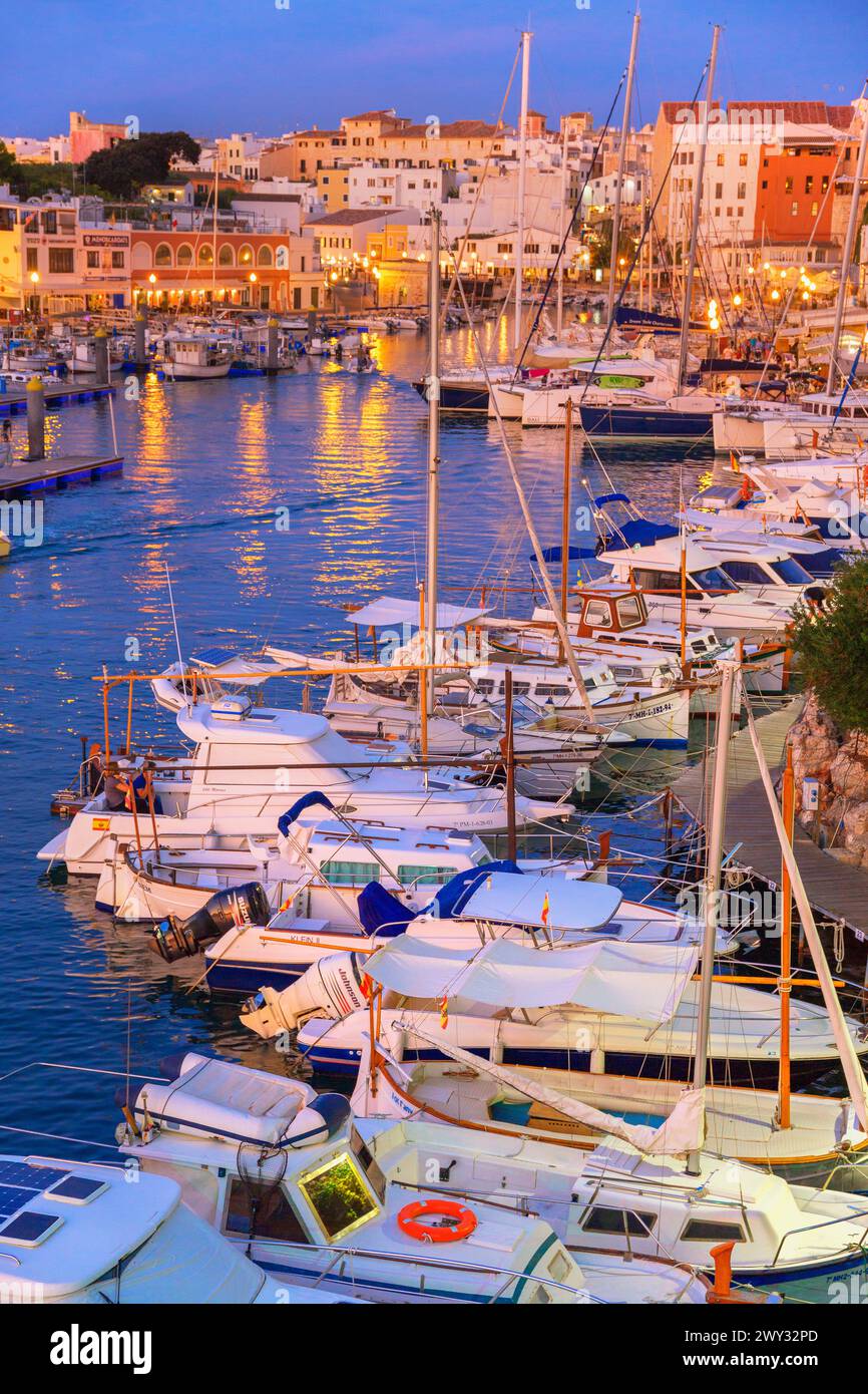 Antico porto storico, Ciutadella, Minorca, Isole Baleari, Spagna Foto Stock