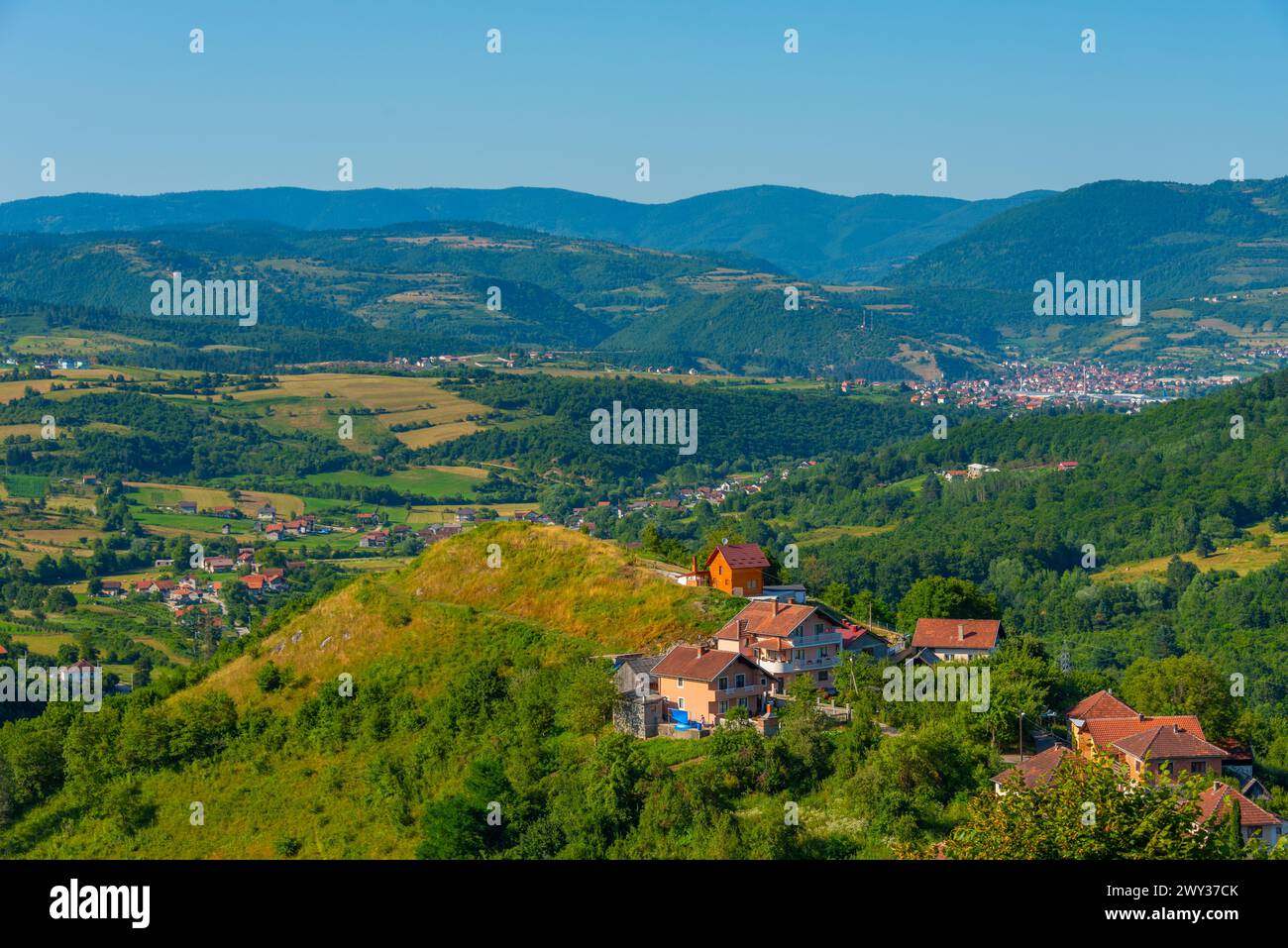 Vista panoramica della campagna della Bosnia ed Erzegovina Foto Stock