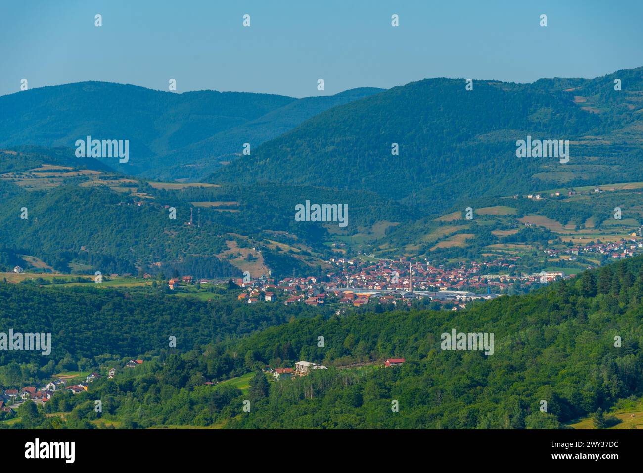 Vista panoramica della campagna della Bosnia ed Erzegovina Foto Stock