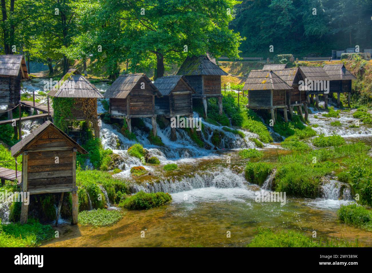Mulini ad acqua di Mlincici vicino alla città di Jajce, Bosnia ed Erzegovina Foto Stock