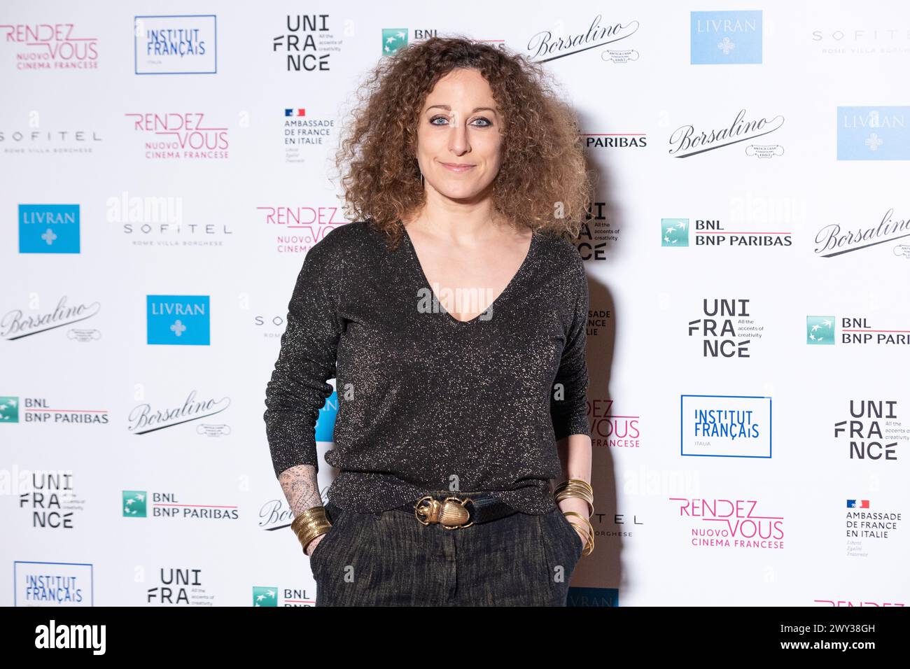 3 aprile 2024, Roma, Italia: L'attrice Ucraina Anna Safroncik partecipa al photocall della serata inaugurale della 14a edizione di ''Rendez-Vous'' presso Palazzo Farnese a Roma (Credit Image: © Matteo Nardone/Pacific Press via ZUMA Press Wire) SOLO USO EDITORIALE! Non per USO commerciale! Foto Stock