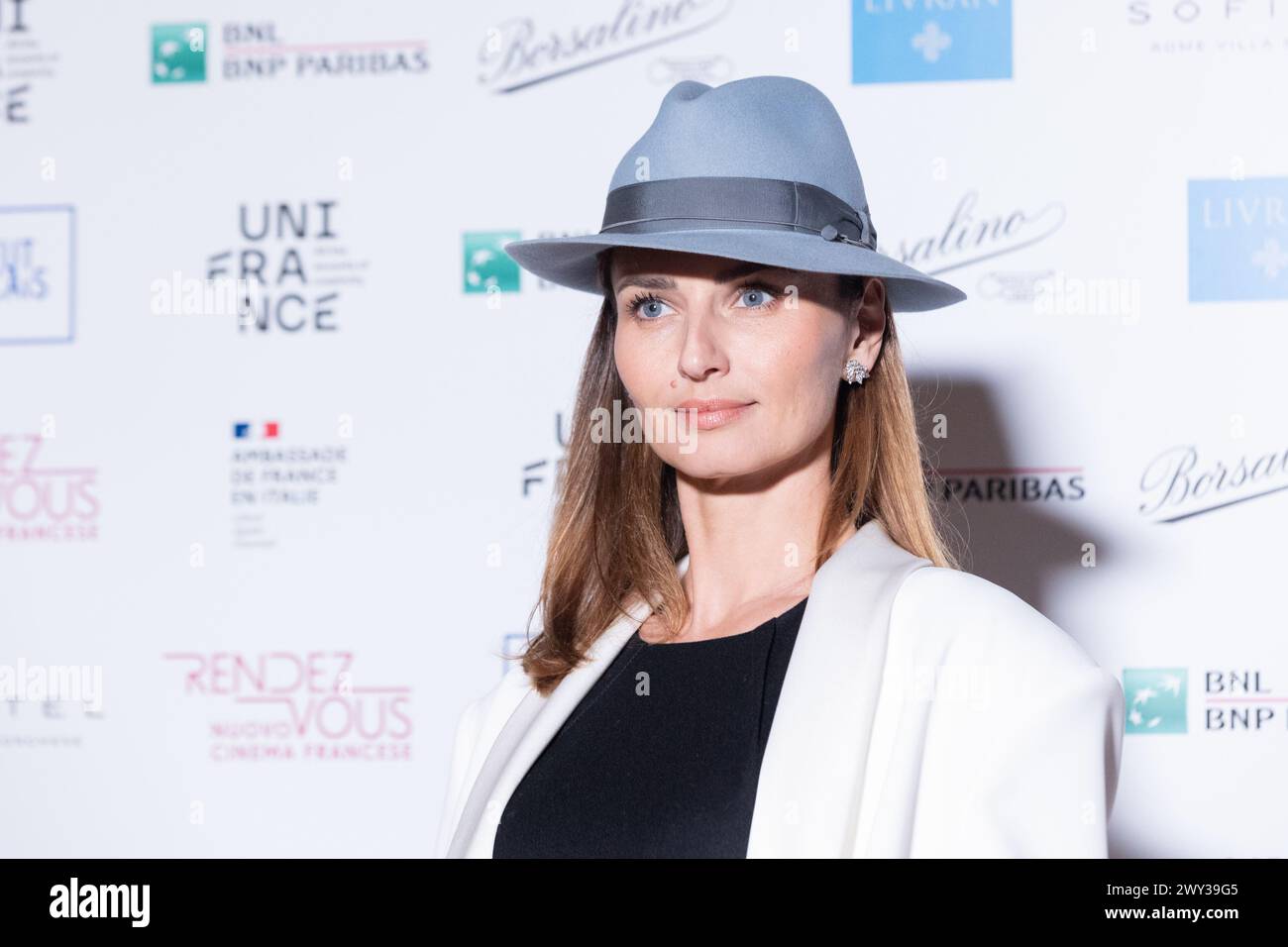 3 aprile 2024, Roma, Italia: L'attrice Ucraina Anna Safroncik partecipa al photocall della serata inaugurale della 14a edizione di ''Rendez-Vous'' presso Palazzo Farnese a Roma (Credit Image: © Matteo Nardone/Pacific Press via ZUMA Press Wire) SOLO USO EDITORIALE! Non per USO commerciale! Foto Stock